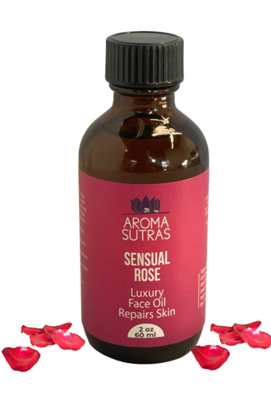 Aroma Sutras Sensual Rose luxury face oil with rose petals